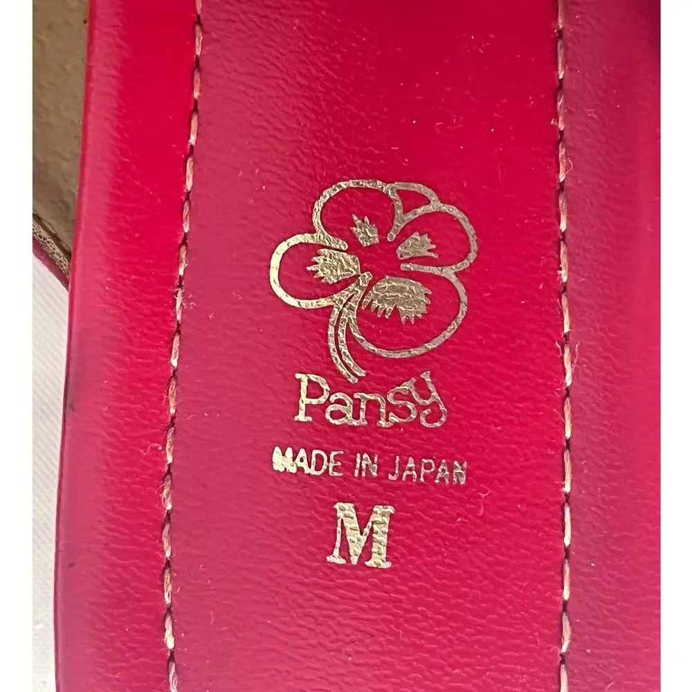 Pansy Red Suede Slides Sandals - Made in Japan - Size: M